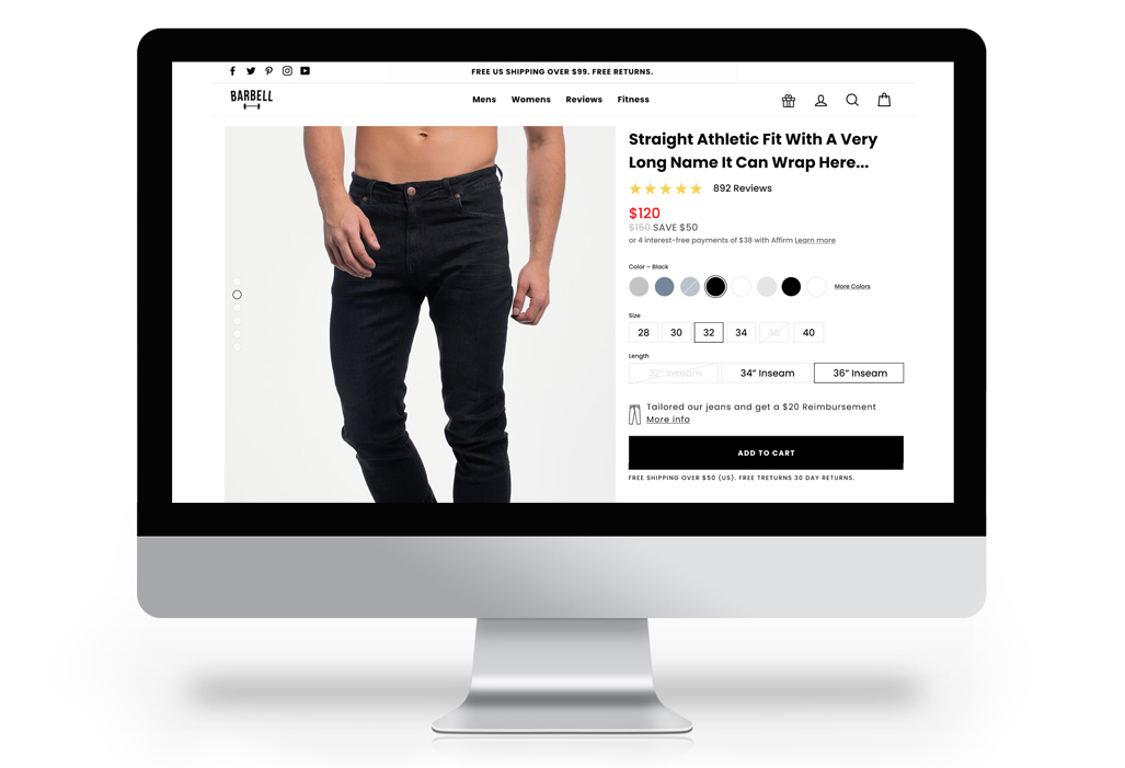 Barbell Product Display Page Redesign